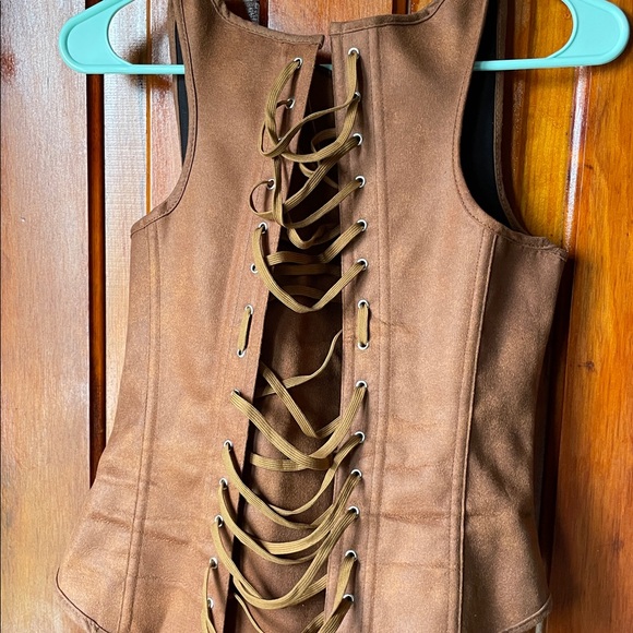 Cosplay/ Ren Faire medium corset faux suede - Picture 4 of 6